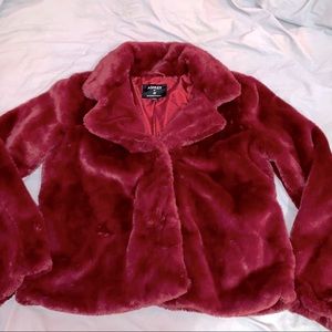 4/$20 Maroon Faux Fur Coat